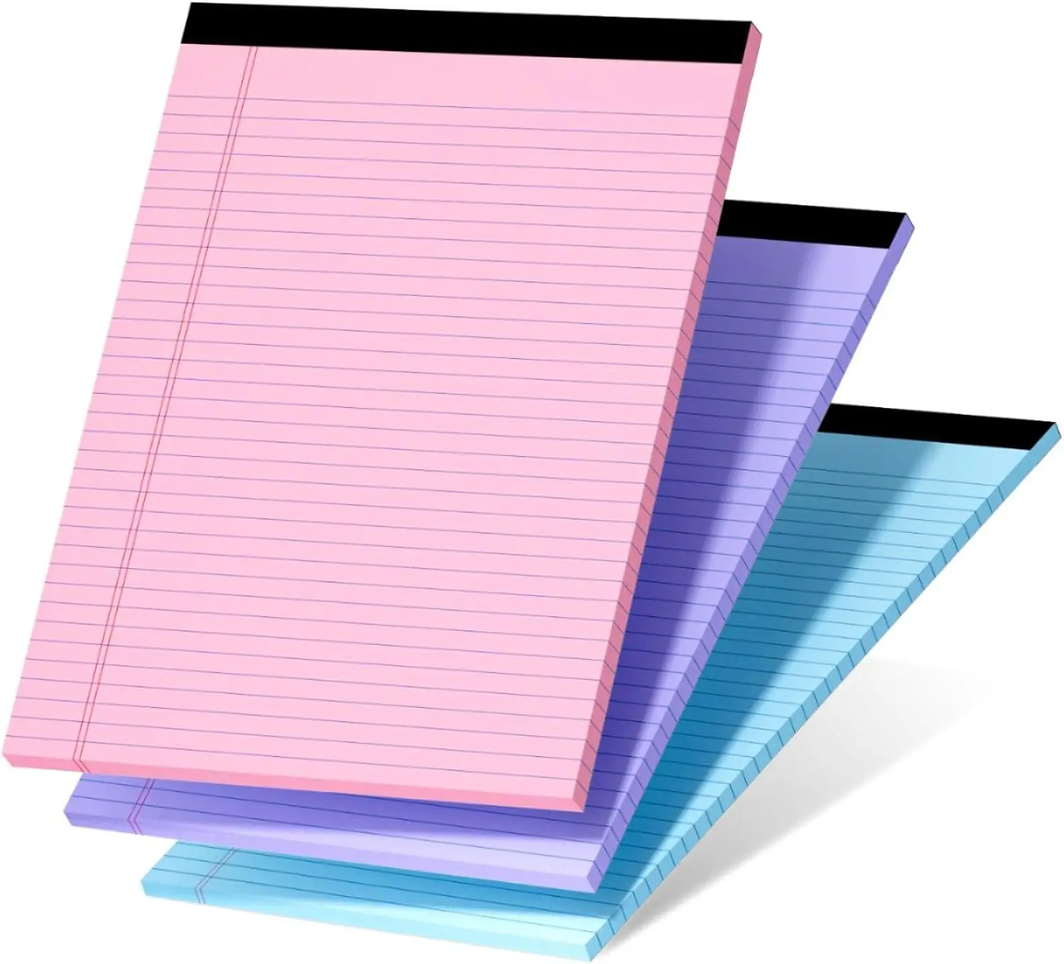 

3 Pads Legal Pads 8.5x11 Colored Notepads 75 Sheets College Ruled Micro Perforated for Office School Supplies