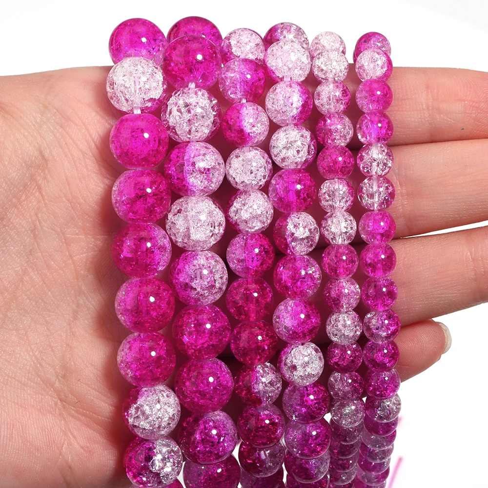 1 Strand White Hotpink Explosive Imitation Crystal Beads Round Crystal Loose Beads Necklace Bracelet Gift DIY Making Accessories