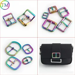 16mm 20mm 25mm 38mm Rainbow Metal Belt Buckles Adjustable Slide Strap Clasp Roller Single Pin Buckle For Bags Accessories