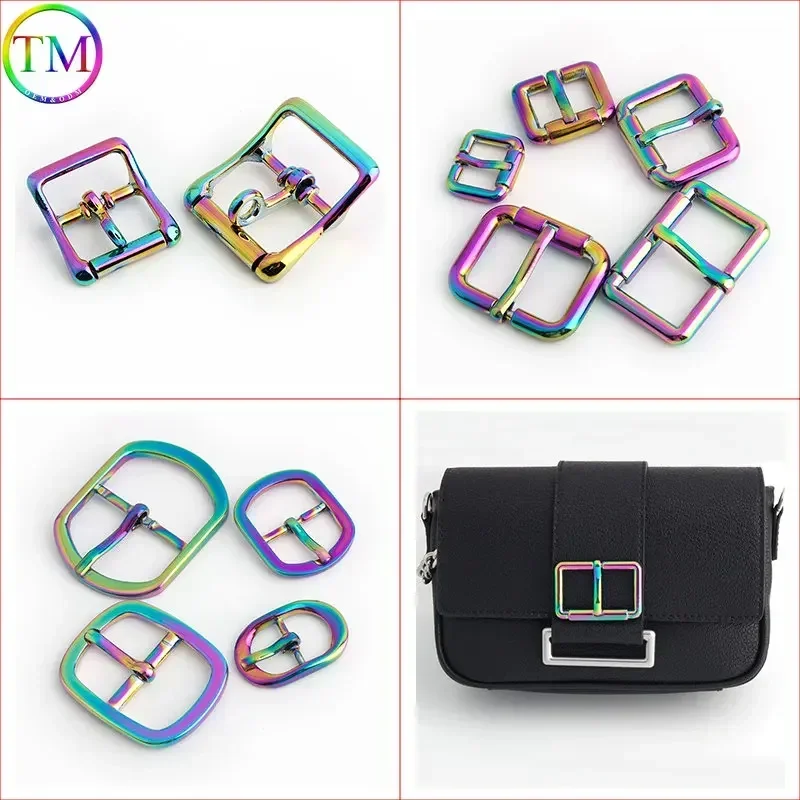 16mm 20mm 25mm 38mm Rainbow Metal Belt Buckles Adjustable Slide Strap Clasp Roller Single Pin Buckle For Bags Accessories