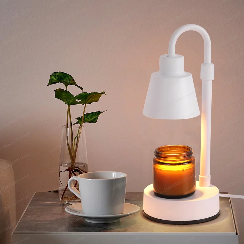 Flameless Adjustable Height Wax Melt Lamp, Retro Aroma Candle Warmer with Dimmable & Timer