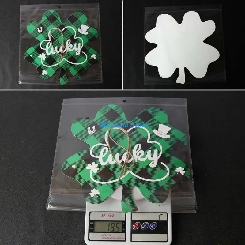 

U2JC Luck Leaves Porch Decoration Welcome Door Sign for Patrick's Celebration