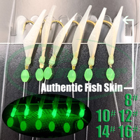 Lunker sabiki rigs real authentic fish skin high carbon steel hooks saltwater fishing tackle luminous glowing beads