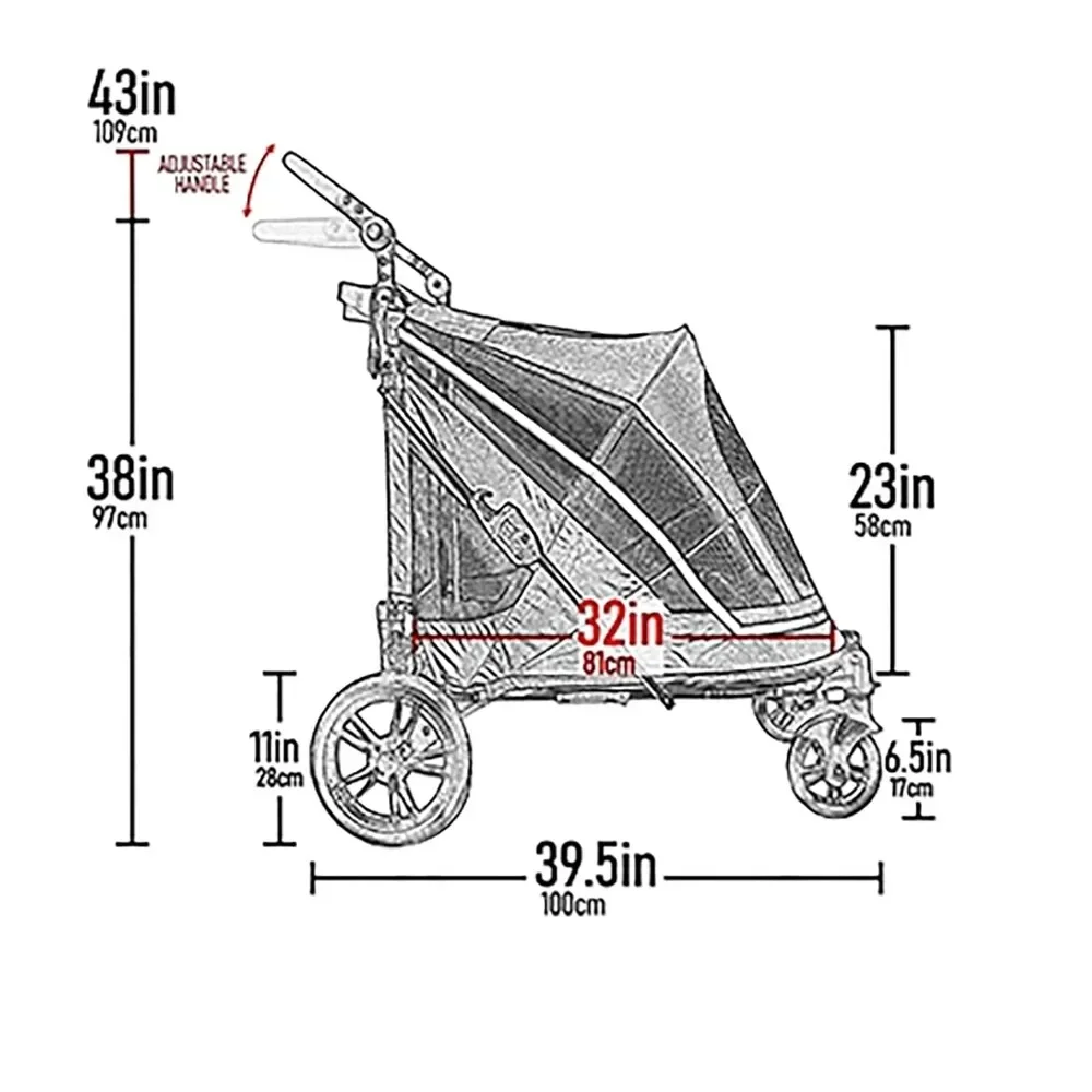 Kinderwagen Zonder Zip Met Dubbele Toegang, Drukknop Zonder Ritssluiting Voor Alleenstaande Of Meerdere Honden/Katten, Huisdier Kan Gemakkelijk In/Uit Lopen