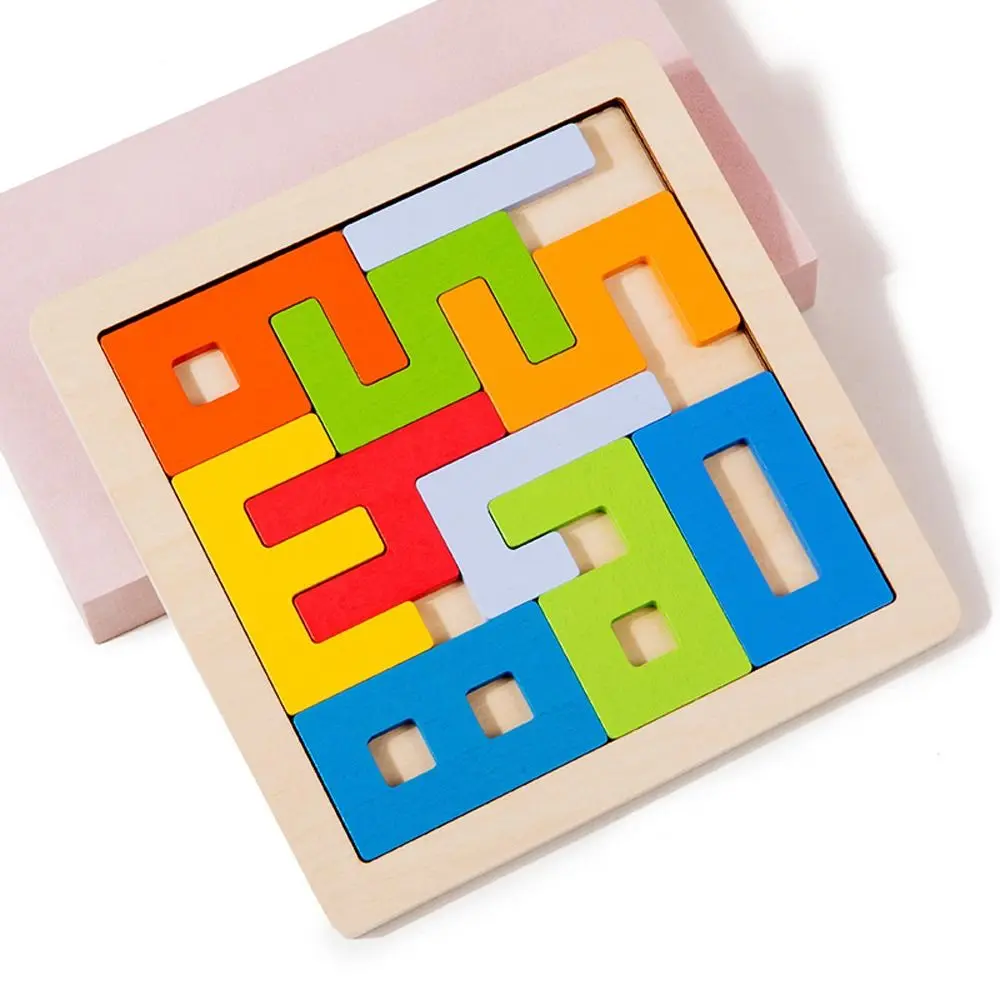 Creative Colorful Number 3D Wooden Blocks Puzzle Square Learning Cognition Manipulative Games Thinking Training Parent-child Toy