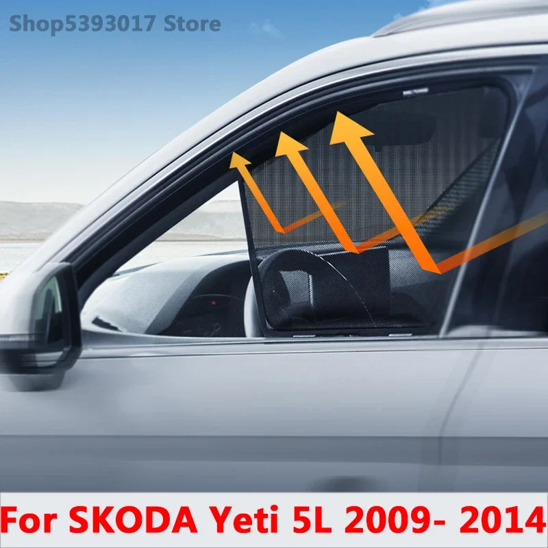 For SKODA Yeti 5L 2014 2013 2012 Magnetic Car Side Window SunShades Mesh Shade Blind Car Window Curtian Accessories 2009-2011