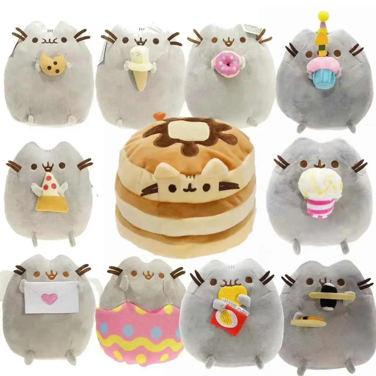 Kawaii Chocolate Cookie Fat Cat Plushies Soft Stuffed Animal Pillow Accompany Sleep Toy Home Decoration Toys Kids Birthday Gifts