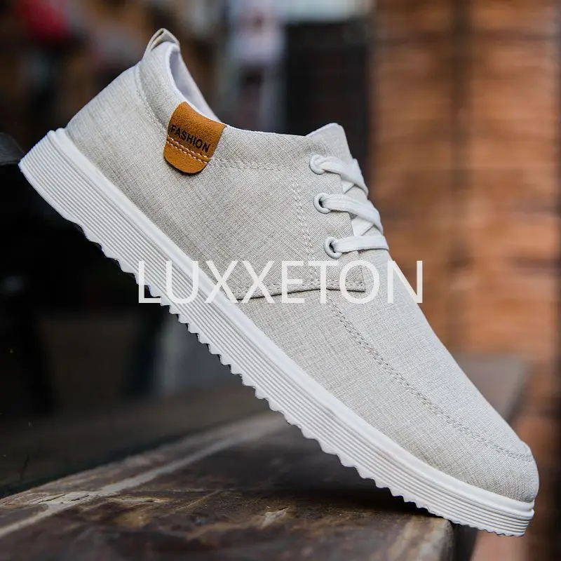 Men Canvas Breathable Vulcanized Shoes Spring New Fashion Lace Up Breathable Casual Non Slip Wear Resistant Sports Shoes