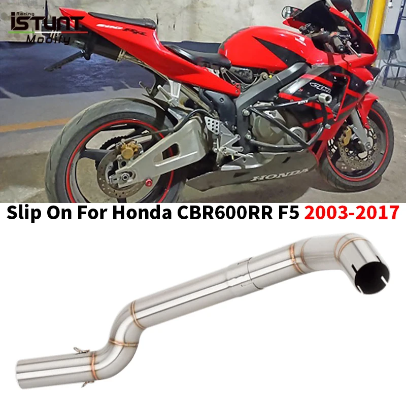 Slip On For Honda CBR600RR F5 2003-2017 Motorcycle Exhaust Systems Tube Escape Stainless Steel Link Pipe Connection 51mm Muffler