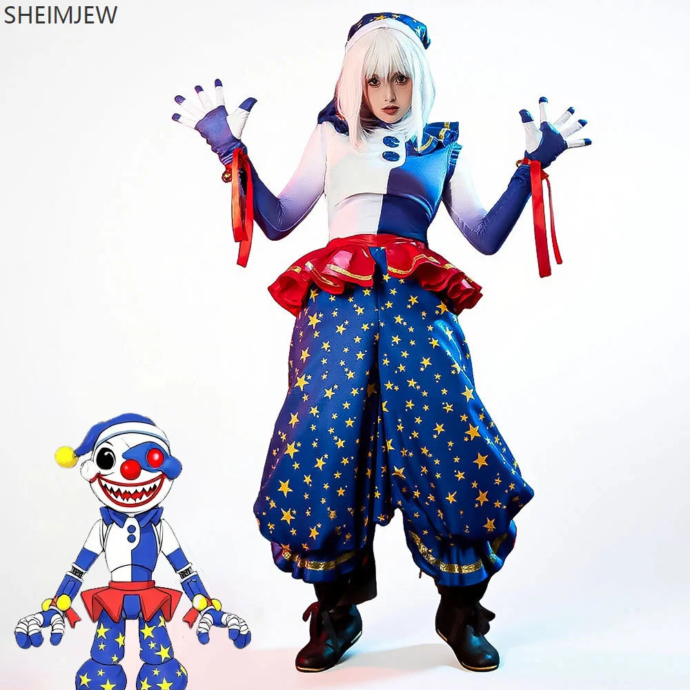 

Security Vulnerability Moonfall Clown Costume Adult Carnival Circus Suit Halloween Cosplay Blue Clown Performance Costumes Set