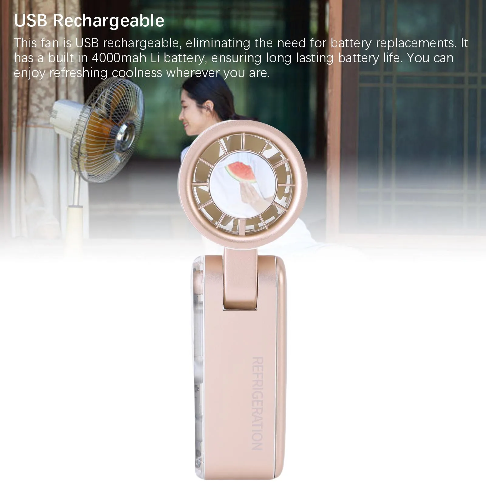 

Персональный вентилятор для охлаждения льда, высокоскоростной USB перезаряжаемый тихий складной ручной настольный вентилятор для спальни, в помещении, на открытом воздухе