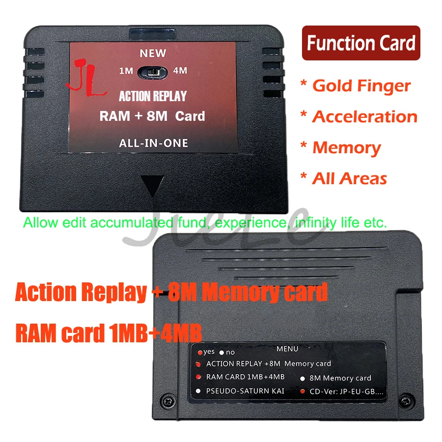 NEW-ALL-IN-1 Card SS Cartridges Direct Reading Accelerator Goldfinger Function Pseudo KAI 4MB 8MB Memory for SEGA SATURN Game