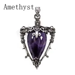 Water Drop Crystal Pendulum for Dowsing Spiritual Divination Natural Amethyst Rose Quartz Onyx Antique Pendulums Pendant Pendulo