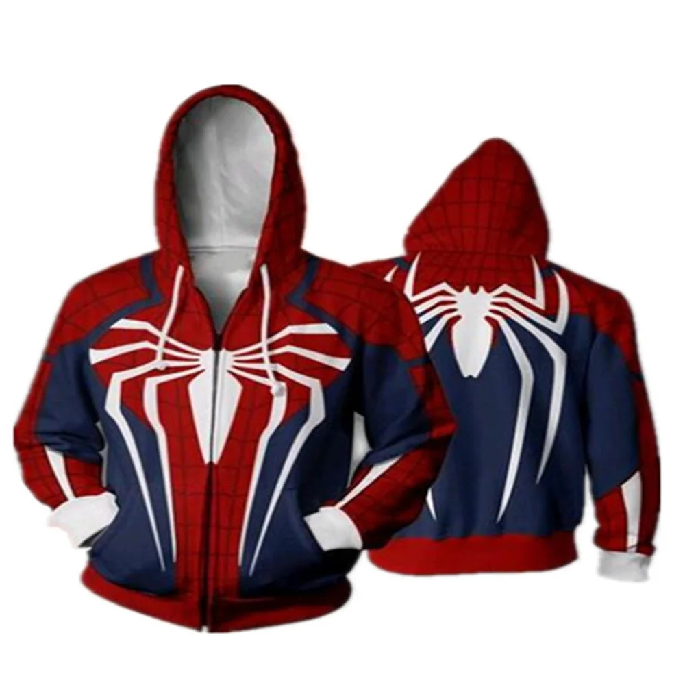 

Spring and Autumn New Spiderman Men's 3D Printed Hoodie Cosplay Costume Street Men and Women Daily Hooded Zipper Coat Sports Jac