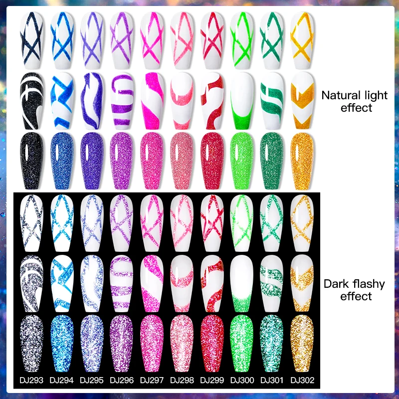 5ml MEET ACROSS Metallic Painting Liner Gel Polish Gel Silver Pink Mirror Semi Permanent Nail Art Graffiti Stripe Varnish