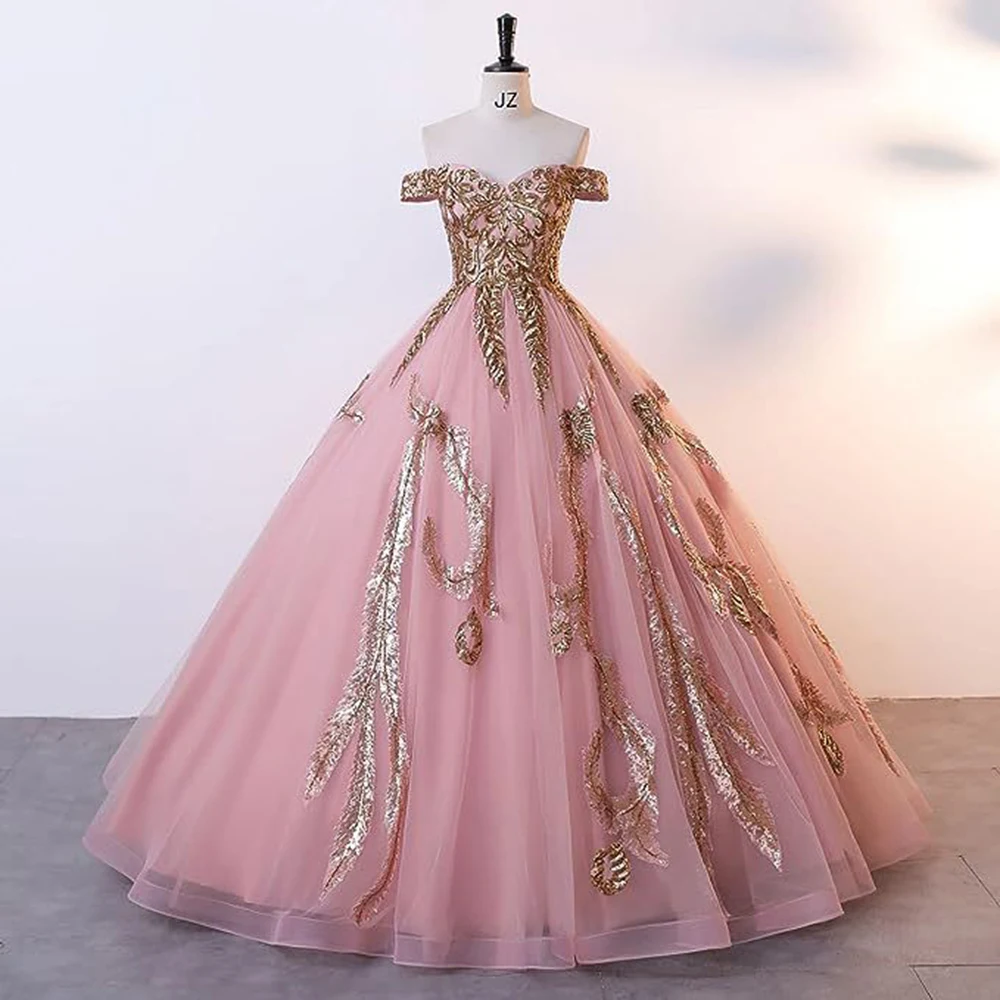 

Shiny Ball Gown Women Quinceanera Dresses Tulle Sequins Prom Birthday Party Gowns Formal Vestido De Noche Abenkleider