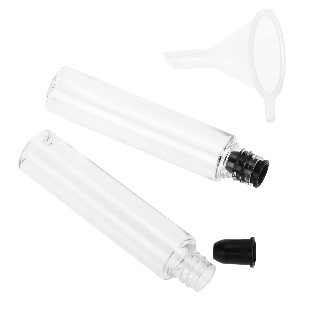 5Pcs Empty Eyelash Tubes 10ml Black Lid Funnels DIY Mascara Container Eyelash Brush Tube for Travel Makeup Storage