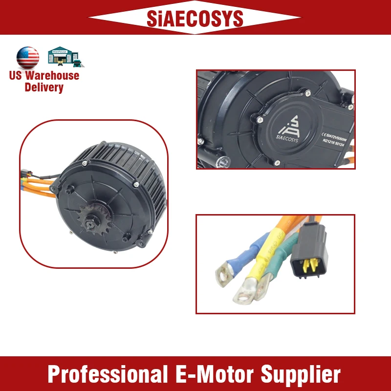 

US Warehouse QS 165 5000W V2 72V 35H Hall PMSM Mid drive Electric Motorcycle Motor
