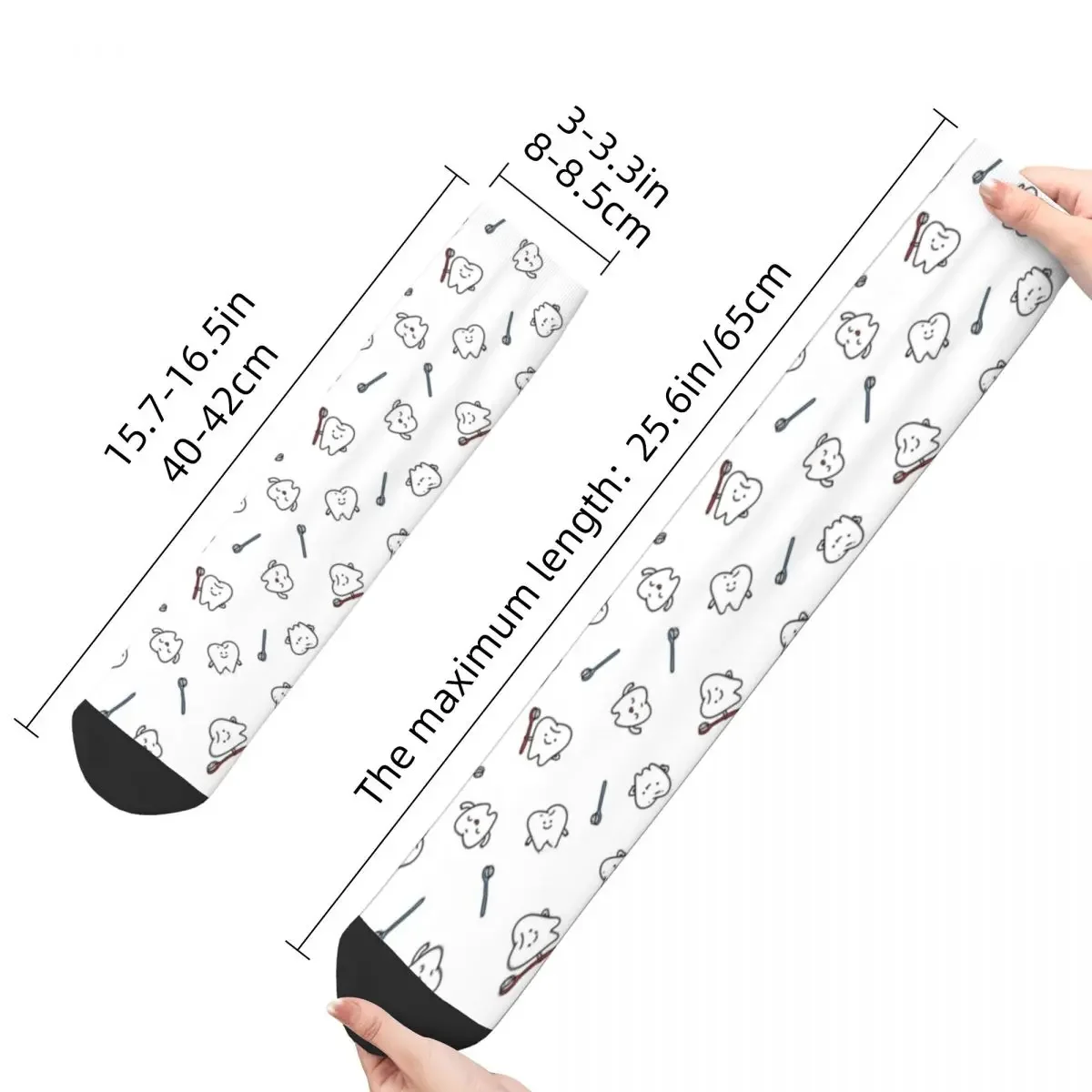 Funny Teeth Cute Tooth Art Dentist Pattern Socks Men Women Socks Novelty Spring Summer Autumn Winter Middle Tube Socks Gift