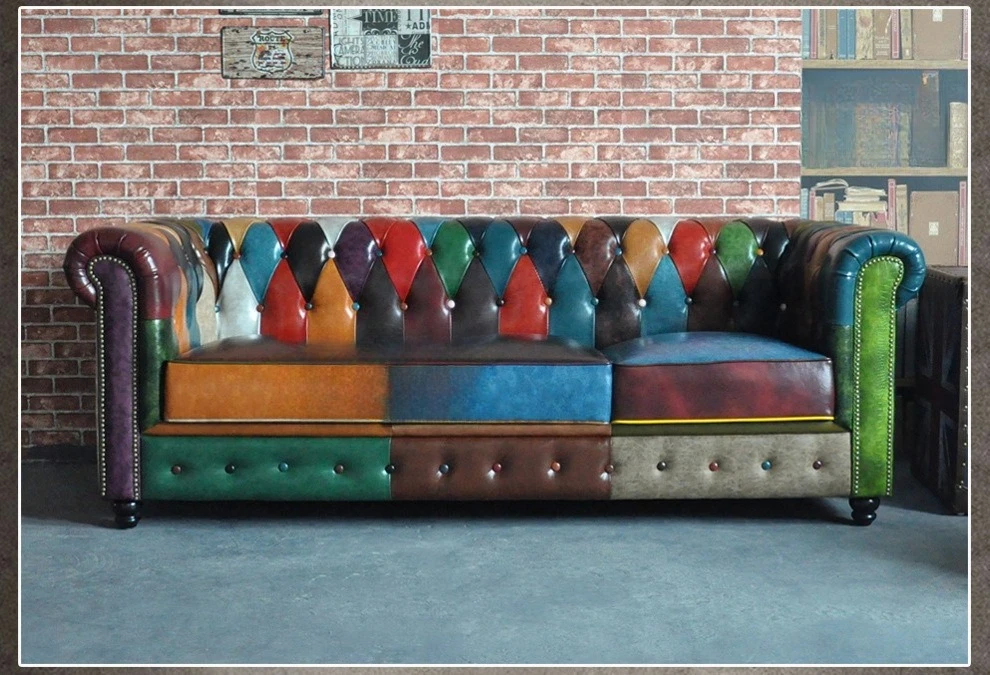 Personalized American color matching sofa coffee shop bar KTV clothing store living room pull-up sofa 123 combination