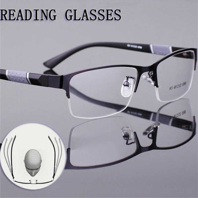 Myopia Glasses New Metal Frame Business Finished Half Frame  Men Anti Blue Light Short Sight Eyeglasses Diopter 0 -1.0 To -6.0