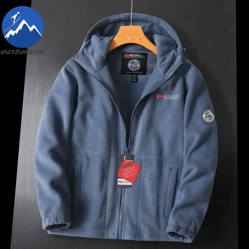 Winter Men Fleece Jacket Luxury Thickened Soft Shell Polar Wool Jackets Couple Outdoor Ski Cold-proof Windproof Hooded Coat Man