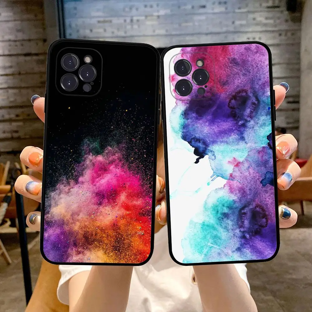 Watercolor Ink Splash Arts Phone Case For iPhone 15 14 13 12 Mini 11 Pro XS Max X XR SE 6 7 8 Plus Soft Silicone Cover