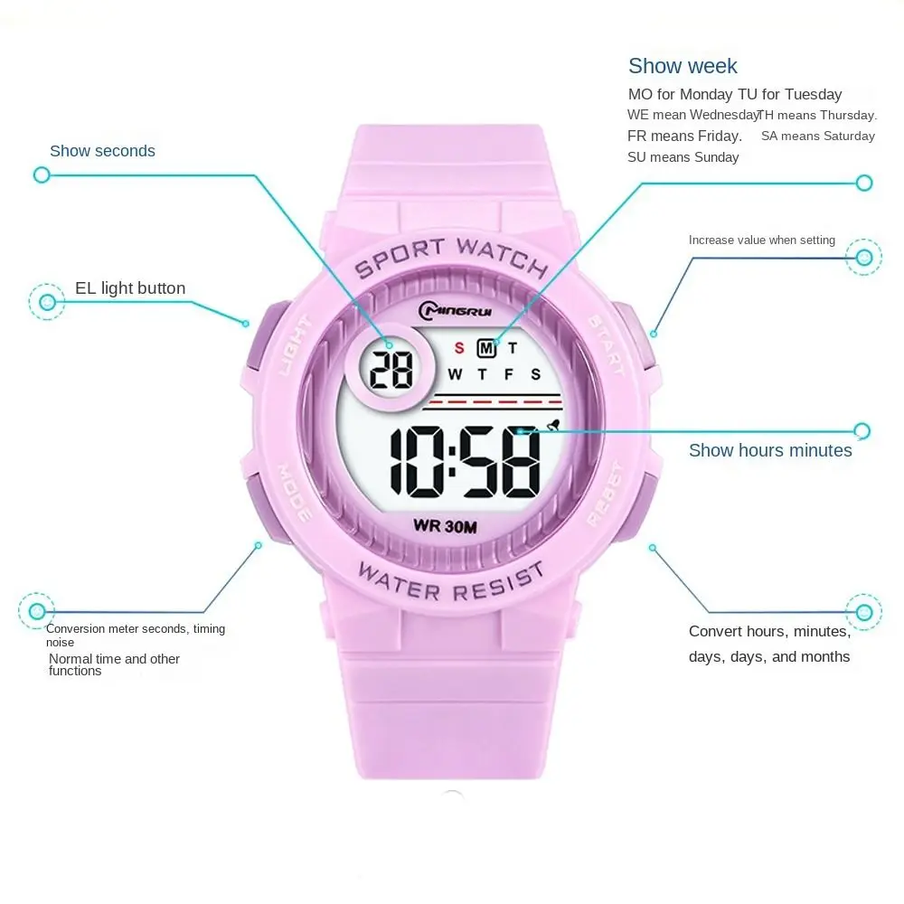 Novo relógio esportivo luminoso multifuncional casual relógios de pulso natação à prova dwaterproof água relógio eletrônico