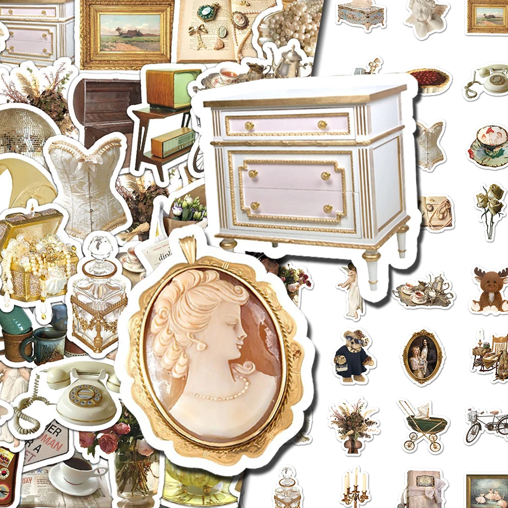 

10/30/50pcs Vintage INS Style Cartoon Stickers Aesthetic Waterproof Graffiti Decals DIY Notebook Motorcycle Suitcase PVC Sticker