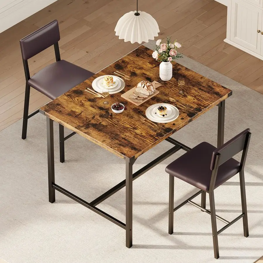 

Dining Table Set for 2 W Corner Protector, Kitchen Table Set with Footrest amp Backrest, Counter Height Table with 2 Upholstered