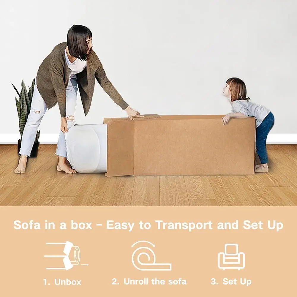 Sofa in a Box Memory Foam Loveseat Lightweight Easy Setup Modern Couch No Assembly Required Comfortable Velvet Upholstery