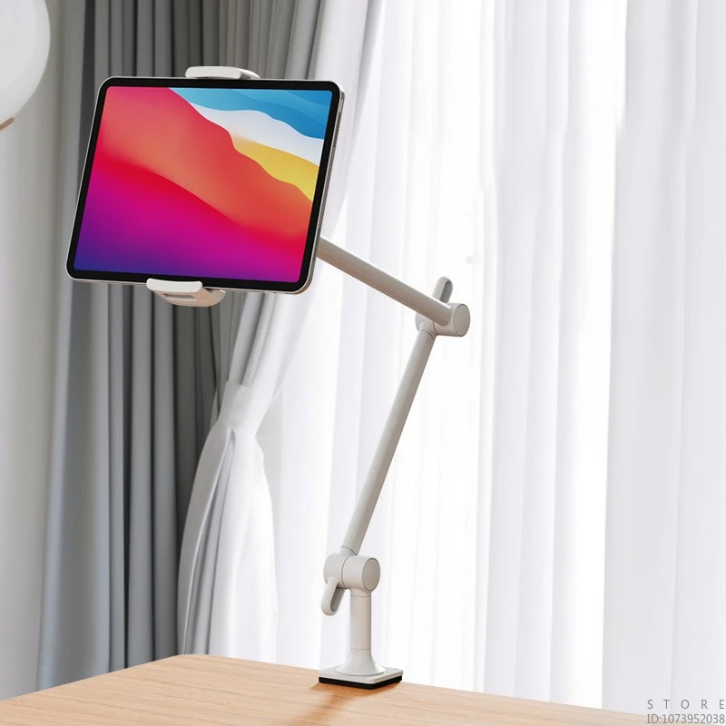 Imagem -03 - Cantilever Mesa Clip-tipo Tablet Holder Três Braço de Ajuste de Suspensão Adequado para 4.7 12.9 Telemóveis e Tablets