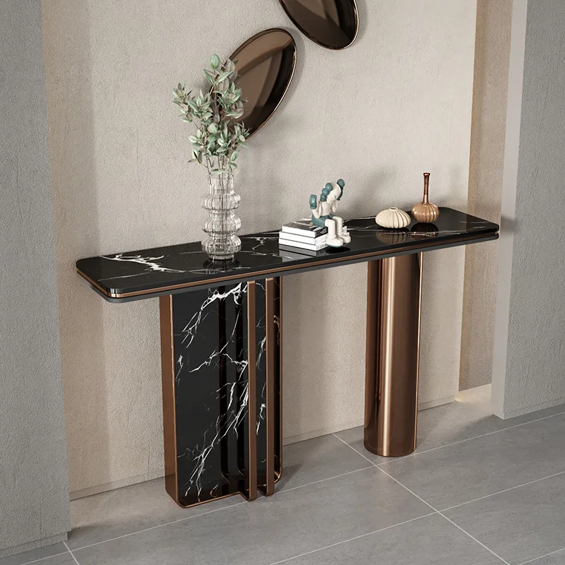 

PYH light luxury marble entrance table simple entrance table against the wall into the living room entrance cabinet