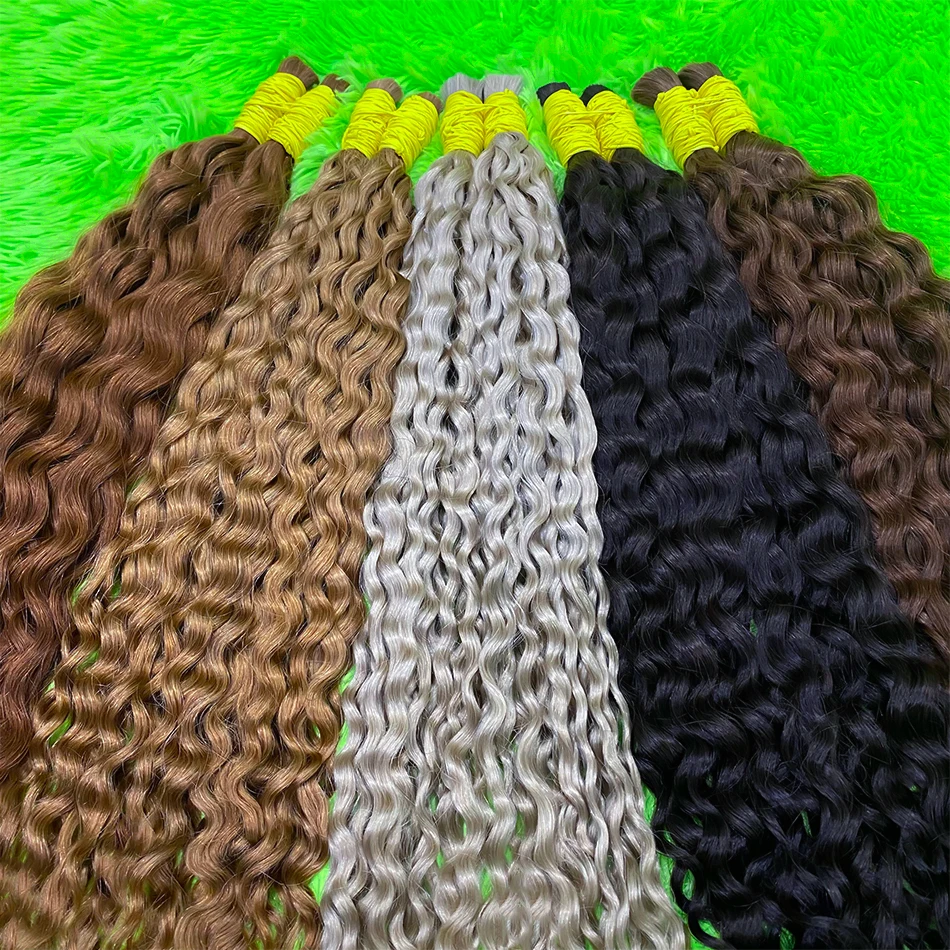 تجديل الشعر البشري موجة المياه 100% حزم الإنسان مجعد موجة عميقة بوهو الضفائر لا لحمة الشعر البرازيلي تجعيد الشعر الفرنسي تجديل الشعر