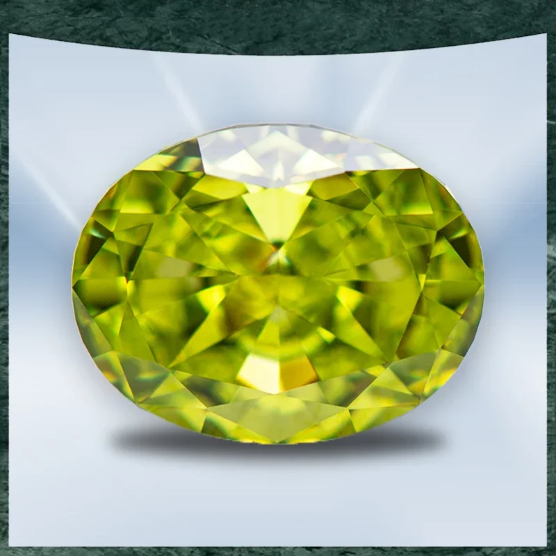 Cubic Zirconia Crushed Ice Cut No Certificate Oval Shape Apple Green Color Charms Beads for Diy Jewelry Making Rings Materials