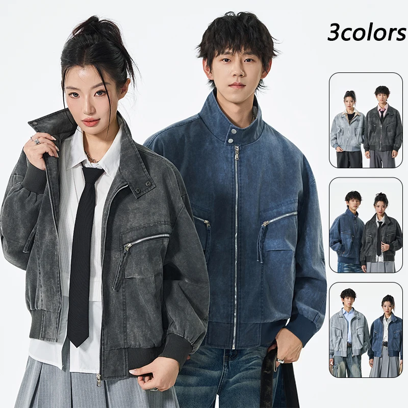 

Retro Stand Collar Denim Jacket Fall 2025 New Arrival Relaxed Fit Casual Outerwear Top