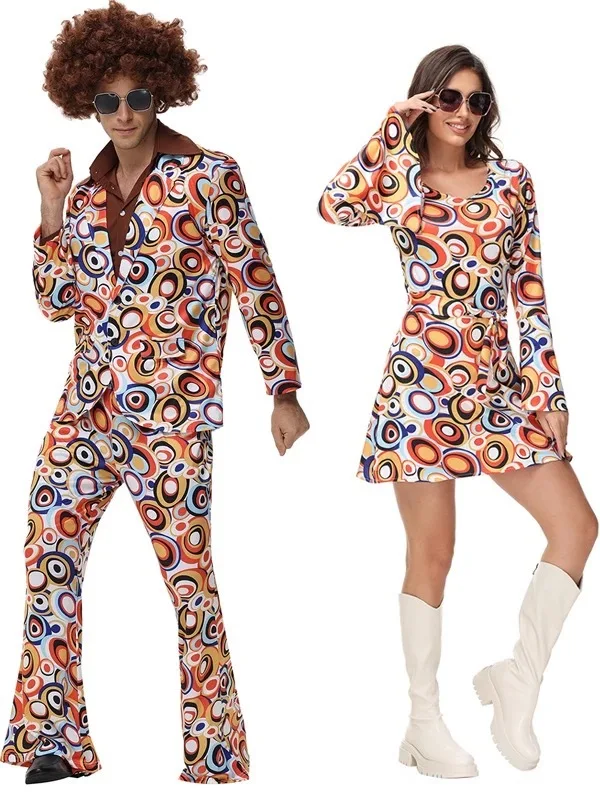 

Disco Performance loween Couples Retro Hip Hop Vintage 7080s Costumes Men's Women's Polyester Fiber 00% Stage Performances