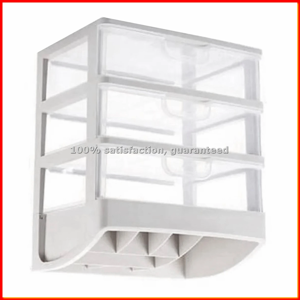 1pc Transparent Plastic Four Layer Three Drawer Desktop Drawer Style Cosmetic Storage Box Dressing Table Storage Rack-ABWY