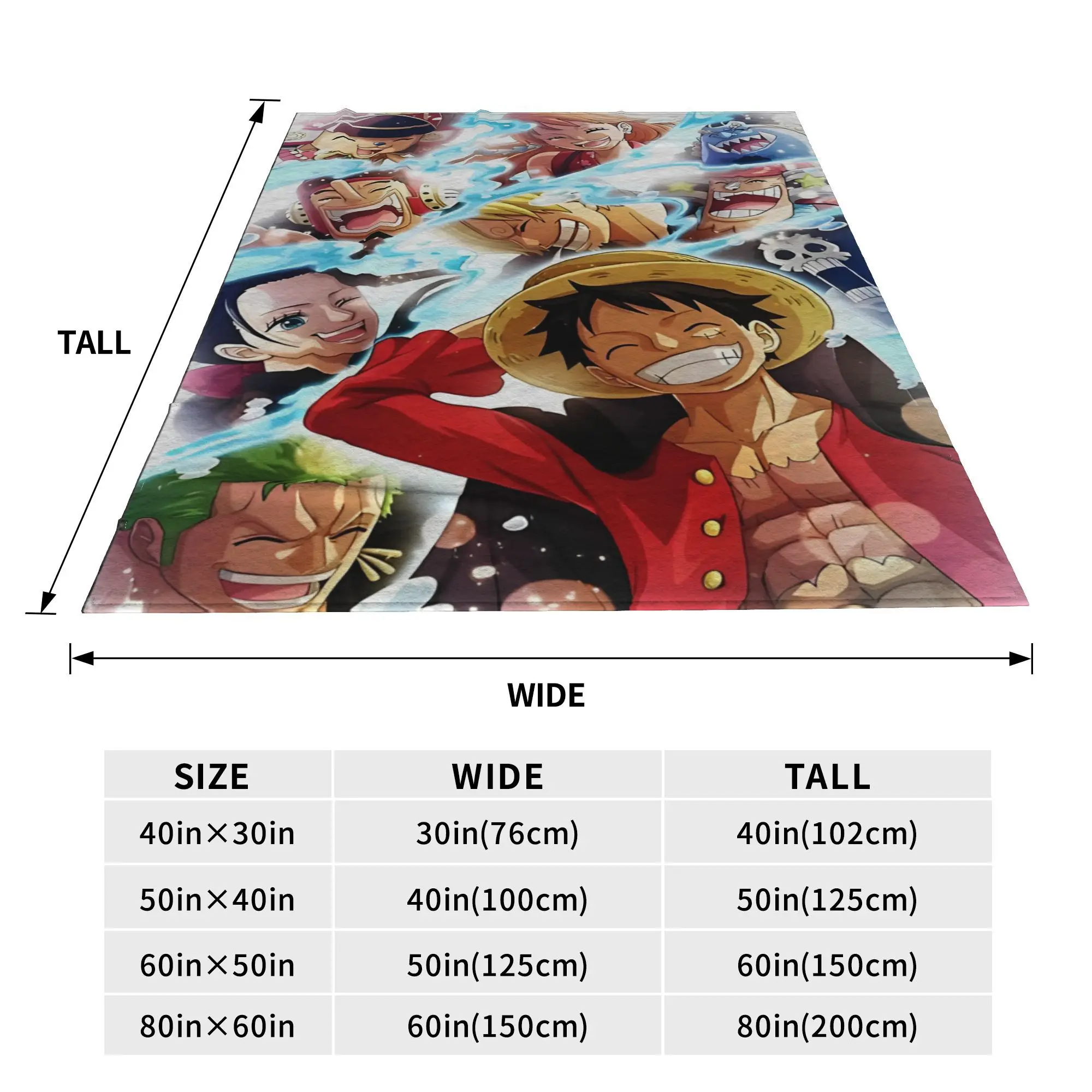 Super Soft Luffy One Piece  Throw Blanket Premium Flannel Fleece Lightweight  Bed Blanket Fuzzy Plush Blankets All Season Use