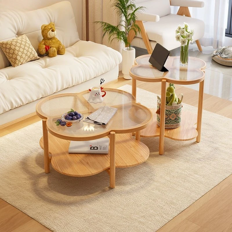 

Cloud solid wood coffee table solid wood Nordic living room home simple modern small apartment special-shaped coffee table