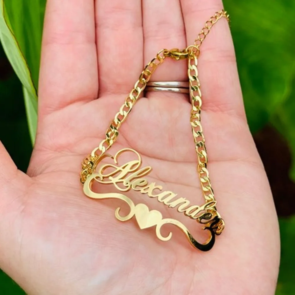 Custom Heart Crown Ankle Bracelet Gold Plated Customized Personalized Nameplate Anklets Woman Stainless Steel Adjustable Chain
