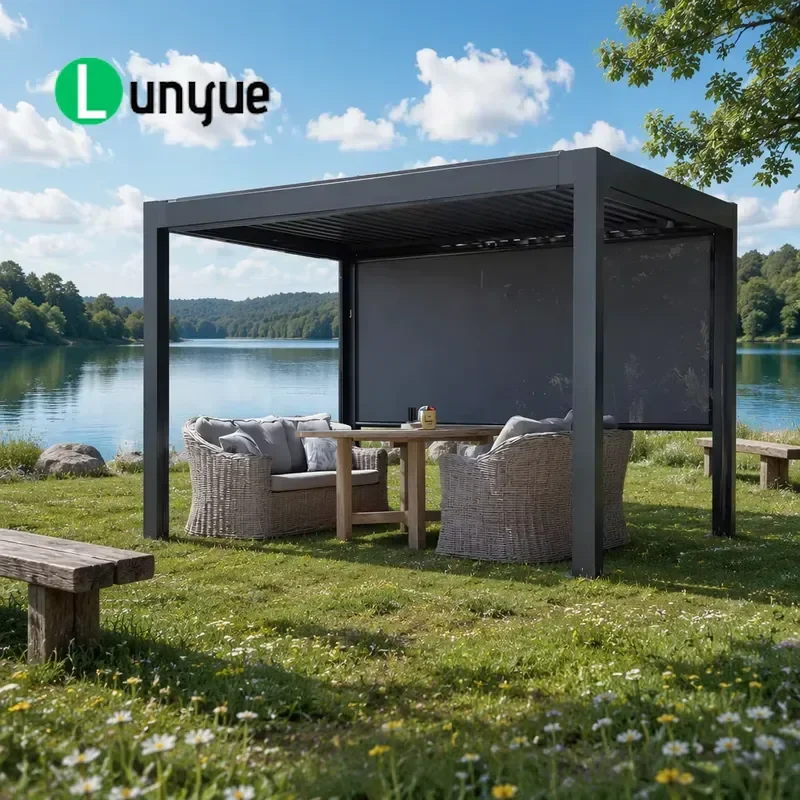 High Load Waterproof Aluminum Square Tube Pergola with Louver Roof Eco Friendly Outdoor Structure for Backyard Hotel Resort