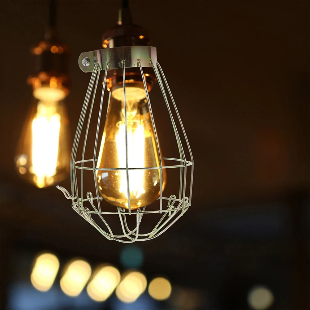 

8pcs Vintage Bird Cage Lantern Retro Iron Lamp Shade Guard Decorative Wire Pendant Light Bulb Metal Cage