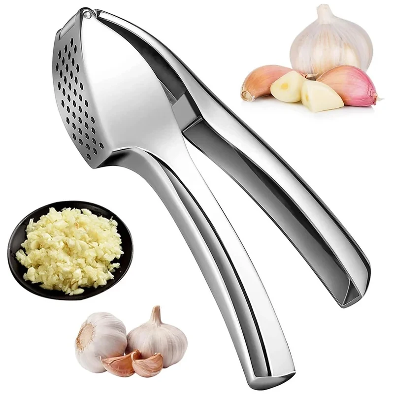 Prensa de alho de aço inoxidável, triturador de alho destacável, fácil de espremer e limpar, ferramentas de cozinha para alho fino