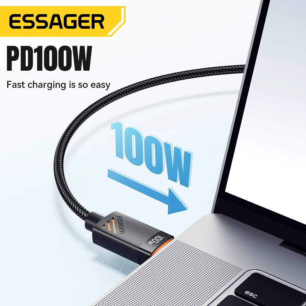 Essager 100W 3 w 1 Kabel ładujący USB C do Apple iWatch iPhone z podświetleniem typu C Kabel do wielu ładowania Magnetyczny zegarek do ładowania — zdjęcie produktu 2