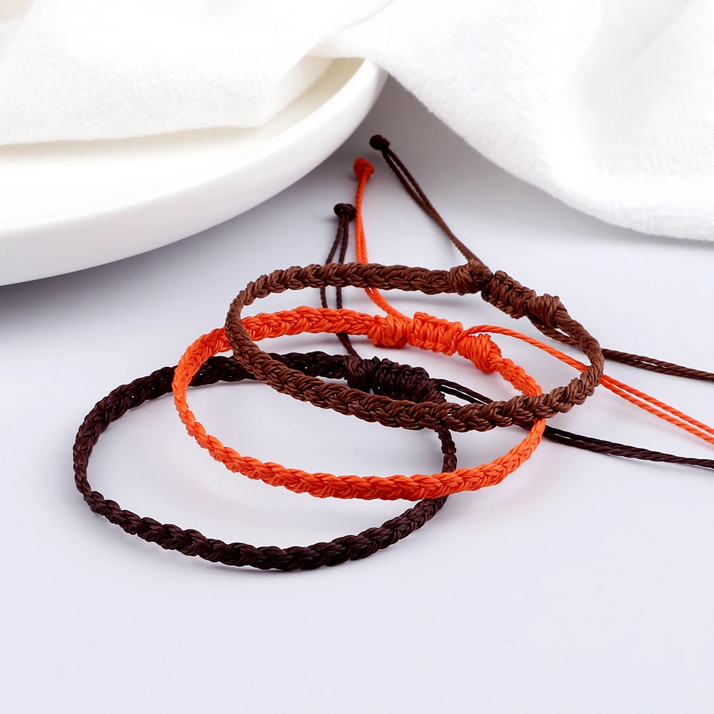 Adjustable Waterproof Wax String Bracelet for Women Men Handmade Woven Tibetan Buddhist Bracelet Friendship Lucky Prayer Jewelry