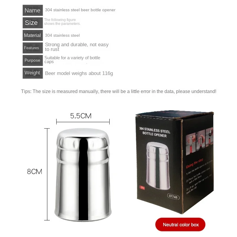 Abridor de garrafas automático de cerveja em aço inoxidável, multifuncional, prensa criativa, sem marcação, abridor de garrafas