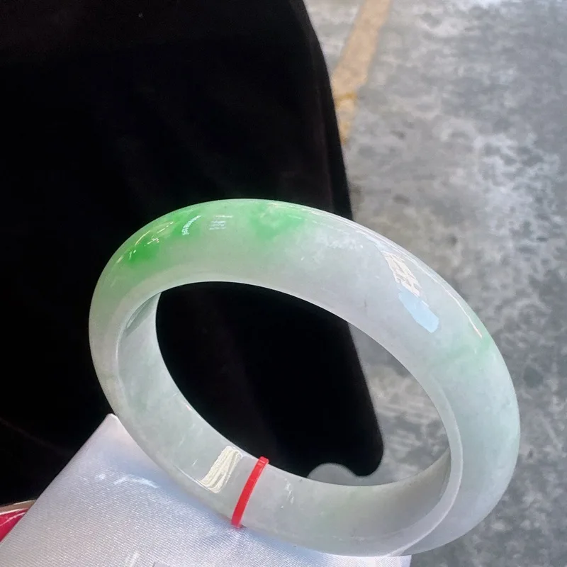 Natural a-Level Jade Crack-Free Ice-like Floating Green Positive Ring Bracelet with Certificate Wholesale