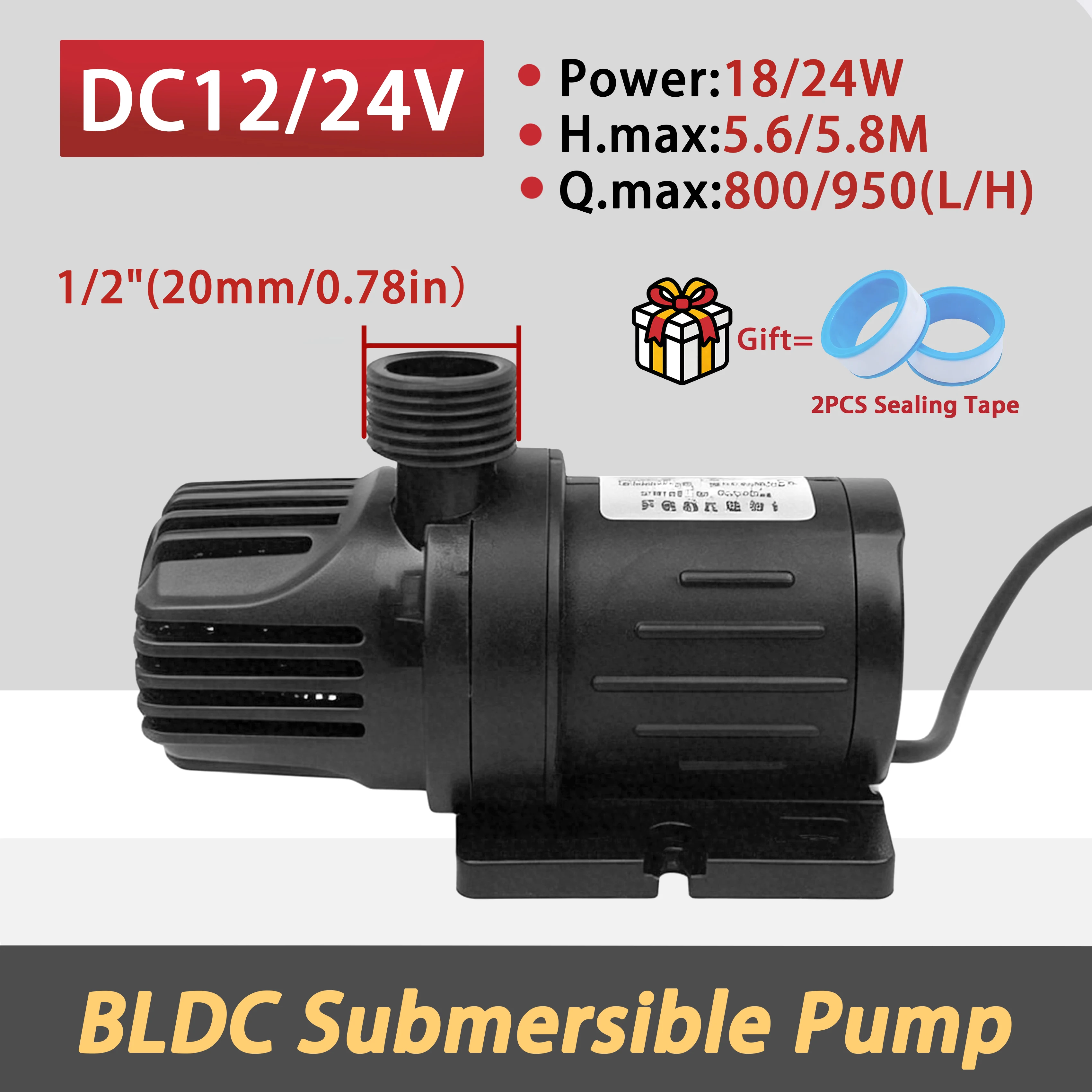 DC12/24V Small Brushless Submersible Pump for Aquarium Circulation Filter Pump for Fish Pond Fountain Pump