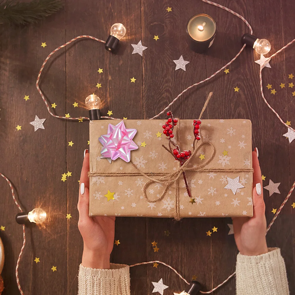 

50Pcs Pull Bow Gift Wrap Bright Color Bowknot Flower Shape Classic Style Xmas Wedding Present Decoration Christmas Pull Bow